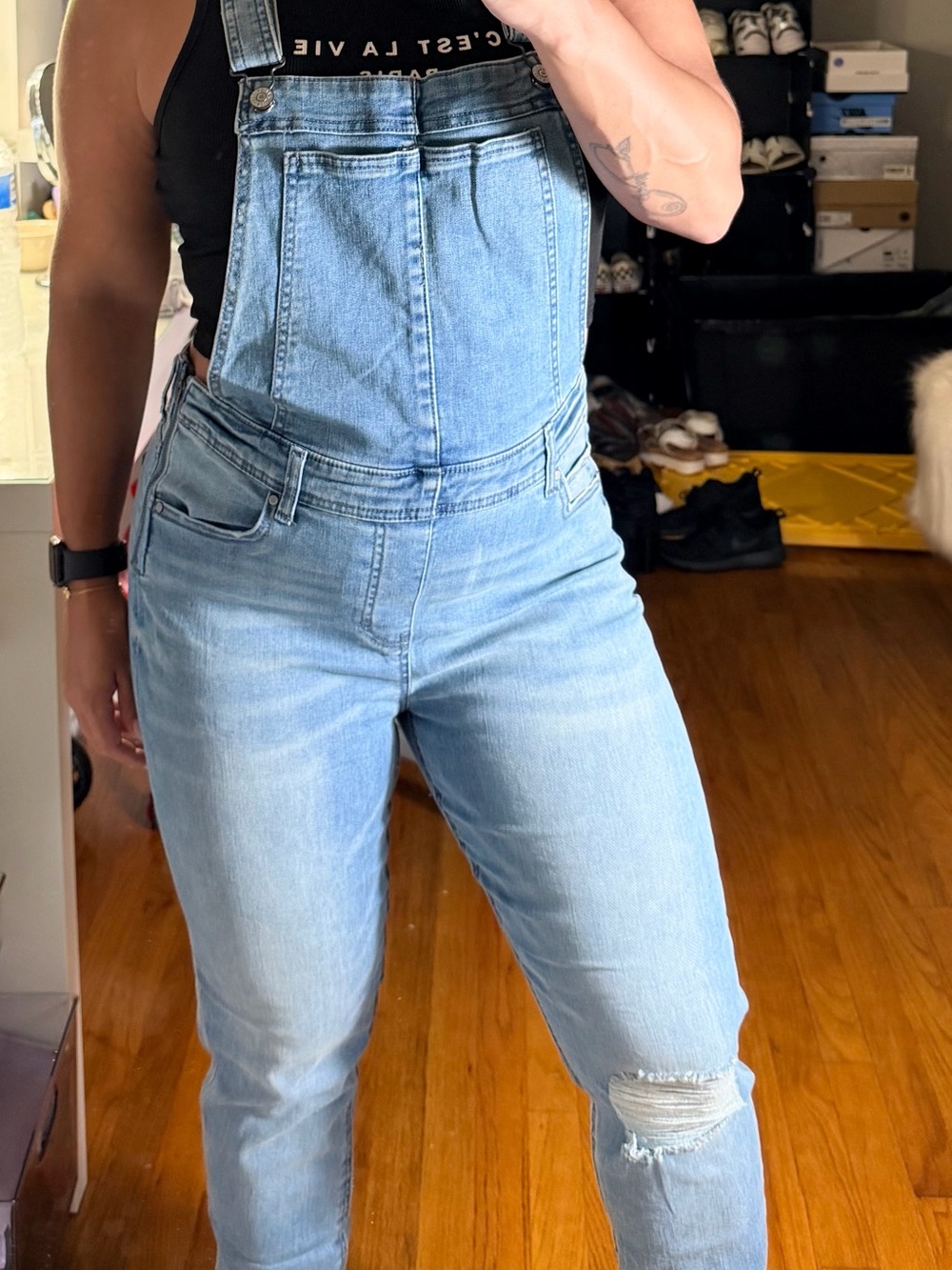 Light Blue Denim Overalls for Women